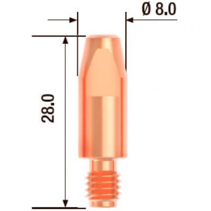 Контактный наконечник FUBAG M6х28 мм ECU D=0.8 мм FB.CTM6.28-08 Контактный наконечник FUBAG M6х28 мм ECU D=0.8 мм FB.CTM6.28-08