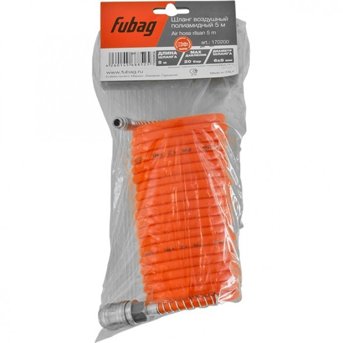 Шланг FUBAG спиральный с фитингами рапид, полиамидный (рилсан) 170200 Шланг FUBAG спиральный с фитингами рапид, полиамидный (рилсан) 170200
