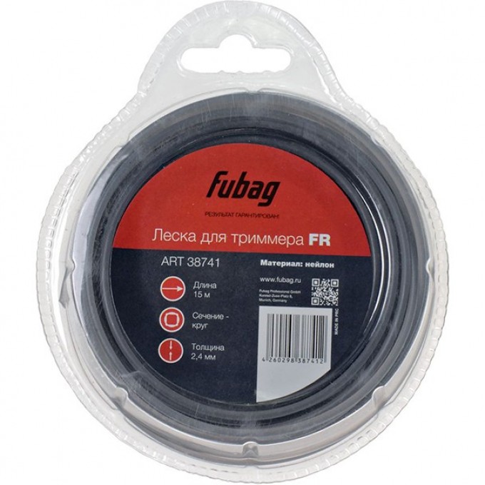 Триммерная леска FUBAG сечение круглое L 15 м * 2.4 мм 38741 Триммерная леска FUBAG сечение круглое L 15 м * 2.4 мм 38741