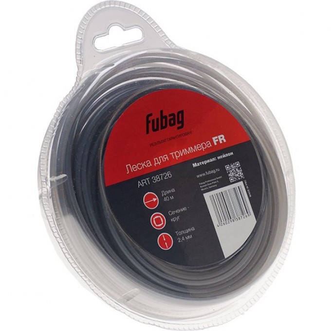 Триммерная леска FUBAG сечение круглое L 40 м * 2.4 мм 38726 Триммерная леска FUBAG сечение круглое L 40 м * 2.4 мм 38726